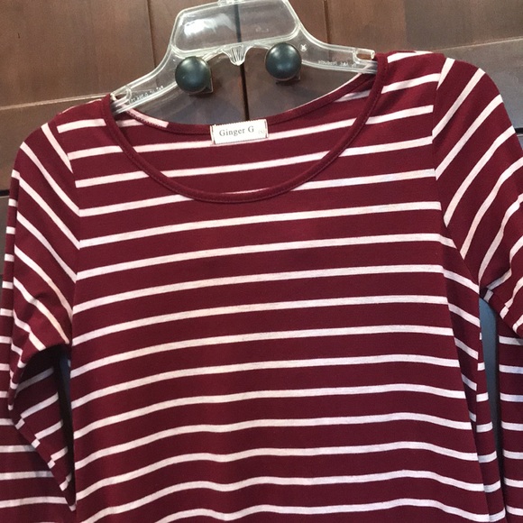 Ladies Ginger G Burgundy Stripe Dress - Picture 2 of 6